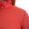 All-over lace-and-mesh bodysuit by Tiara Galiano with thong back, a statement under an open blazer.