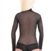 Fine semi-sheer black mesh bodysuit with brazilian back, close for a smooth line under fitted clothing.
