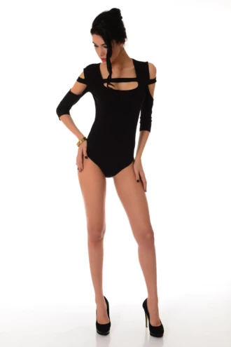 Blouse-style scoop-neck cotton bodysuit by Tiara Galiano, a pared-back layer under a blazer or knit.