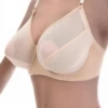 Breathable unpadded cotton bra with soft cups and a sheer mesh edge, natural and light for everyday wear.