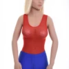 Breathable scoop-neck mesh bodysuit by Tiara Galiano with hook-and-eye fastening, easy to layer.