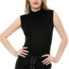 Breathable sleeveless cotton bodysuit with hook-and-eye closure that stays tucked through the day.