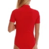 Cotton-blend bodysuit with bikini cut in a close polo shape, smooth under fitted everyday clothes.