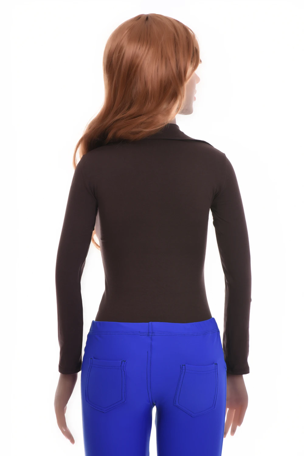 Cotton-blend bodysuit with brazilian cut and long sleeves, smooth down to a clean tucked line.