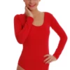 Relaxed cotton-blend bodysuit with long sleeves, layered under a pinafore or worn on its own.