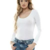 Relaxed cotton-blend bodysuit with long sleeves, a versatile base worn alone or under a shirt.