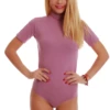 Breathable cotton-blend bodysuit in a polo cut with mock neck, an easy transitional layer.