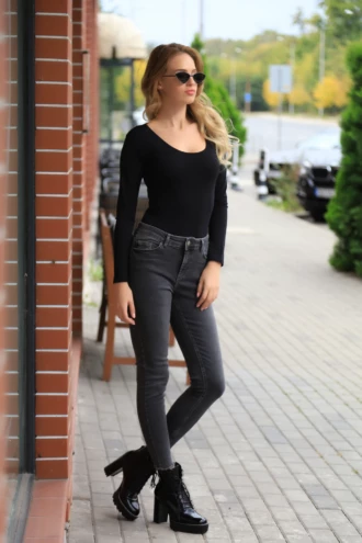 Breathable cotton-blend bodysuit with scoop neck, relaxed and comfortable for all-day wear.