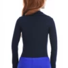 Cotton-blend bodysuit with V-neck and brazilian back, a smooth polished base under a blazer.