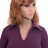 Breathable cotton-blend bodysuit in a shirt cut with V-neck, neat under a blazer or worn on its own.