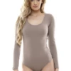 Relaxed cotton bodysuit with long sleeves and bikini cut, a versatile everyday base layer.