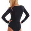 Breathable cotton bodysuit with scoop neck and bikini cut, sitting close without restricting.