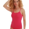 Cotton bodysuit with scoop neck, spaghetti straps and thong back, light and breathable for summer.