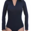 Breathable cotton bodysuit with V-neck, long sleeves and brazilian back for everyday layering.