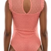 Sleeveless cotton-blend bodysuit by Tiara Galiano with bikini coverage and decorative lace detailing.
