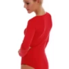 Cotton shirt bodysuit with scoop neck and bikini coverage, a versatile breathable everyday base.