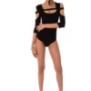 Cotton-blend shirt bodysuit with thong bottom, breathable and close for a smooth line under clothing.