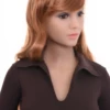 Cotton shirt bodysuit with V-neck and long sleeves, a breathable base worn under a blazer with the V on show.