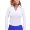 Cotton shirt bodysuit with V-neck and brazilian cut, a smooth everyday layer under tailored looks.