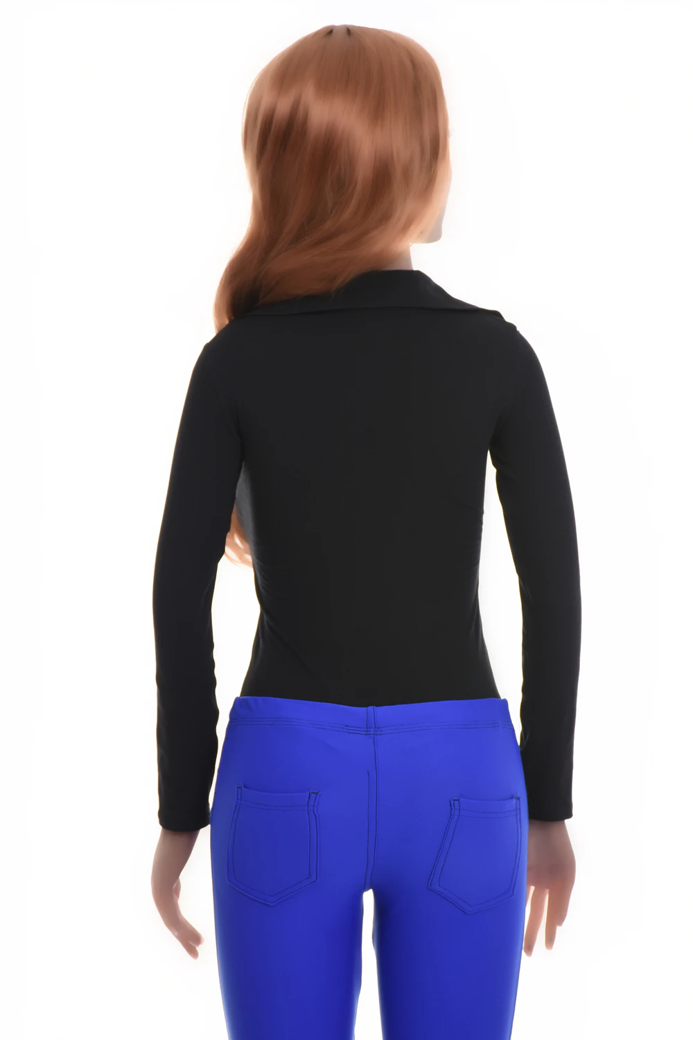 Cotton shirt bodysuit with V-neck and brazilian back, breathable base under tailored trousers.