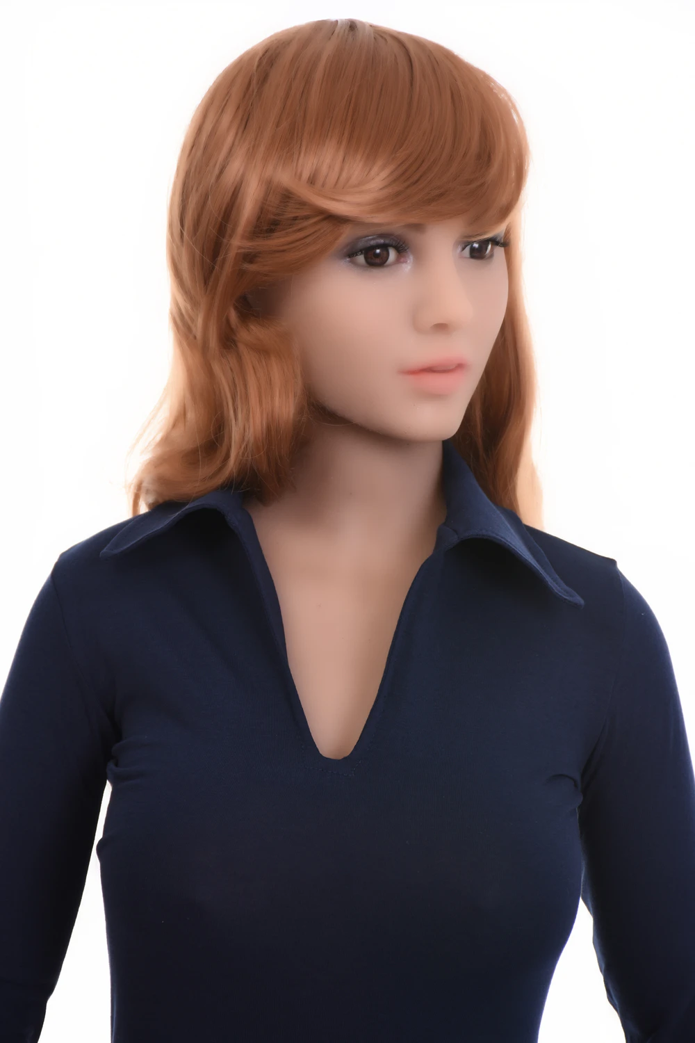 Cotton bodysuit in a shirt silhouette with V-neck and long sleeves, breathable for daily wear.