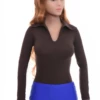 V-neck cotton shirt bodysuit that sits close to the body, breathable for everyday layering.
