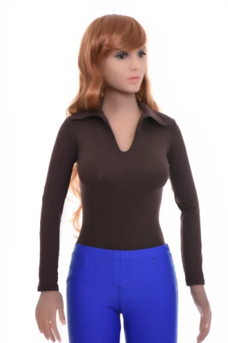V-neck cotton shirt bodysuit that sits close to the body, breathable for everyday layering.