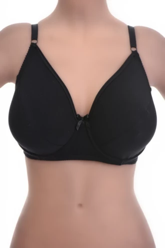 Cotton-blend soft-cup bra with a plain rounded neckline, unpadded for a natural line under clothing.