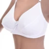 Cotton soft-cup bra with unpadded cups and a plain rounded neckline, breathable with a natural shape.