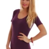 Cotton T-shirt bodysuit with scoop neck and short sleeves, breathable and easy under everything.