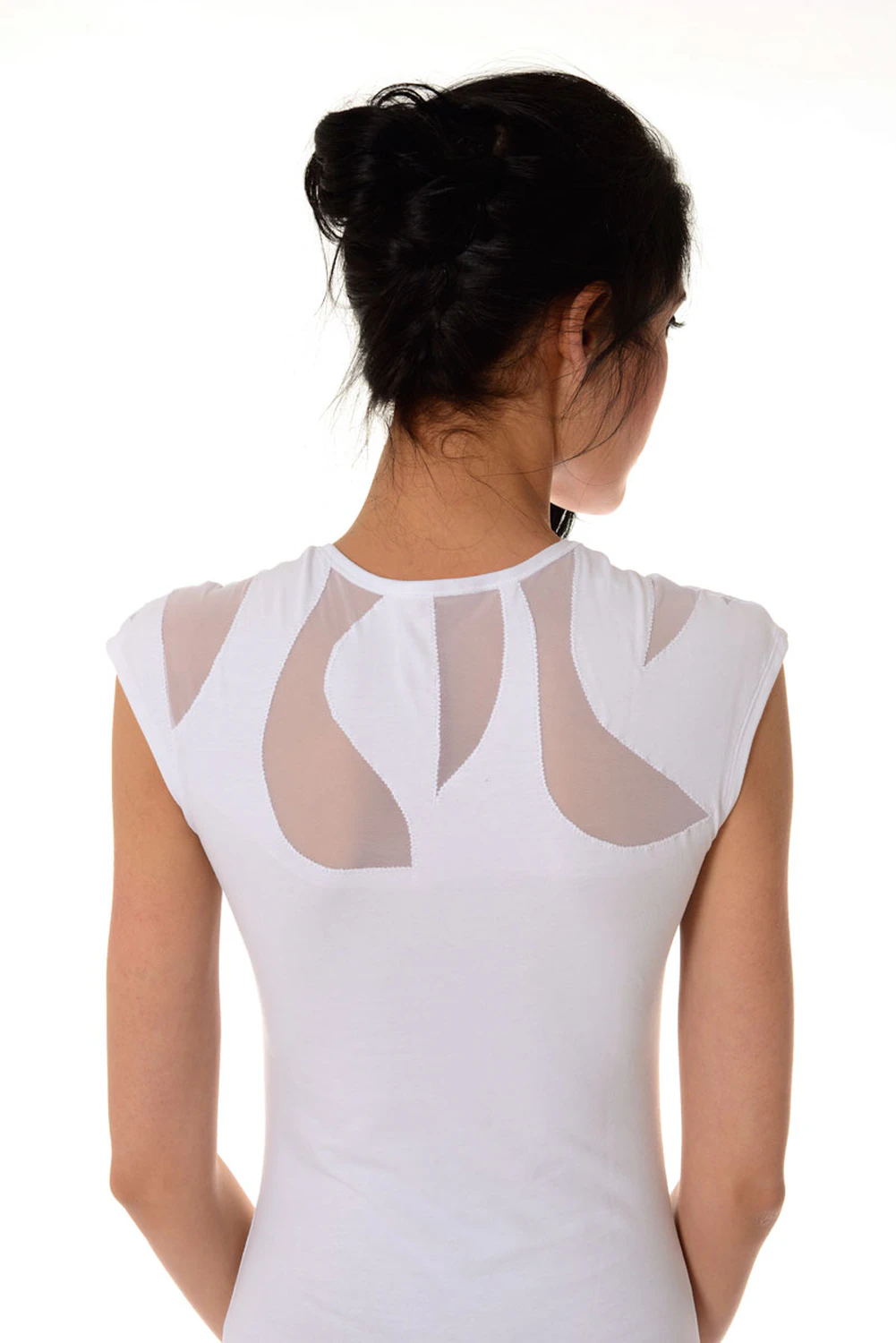 Cotton-blend tee bodysuit by Tiara Galiano with thong bottom, breathable and close for a smooth line.