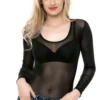Fine semi-sheer mesh bodysuit with thong back, close to the body for a smooth line under clothing.