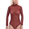 Fine semi-sheer mesh bodysuit with thong back, close for a smooth line under fitted clothing.