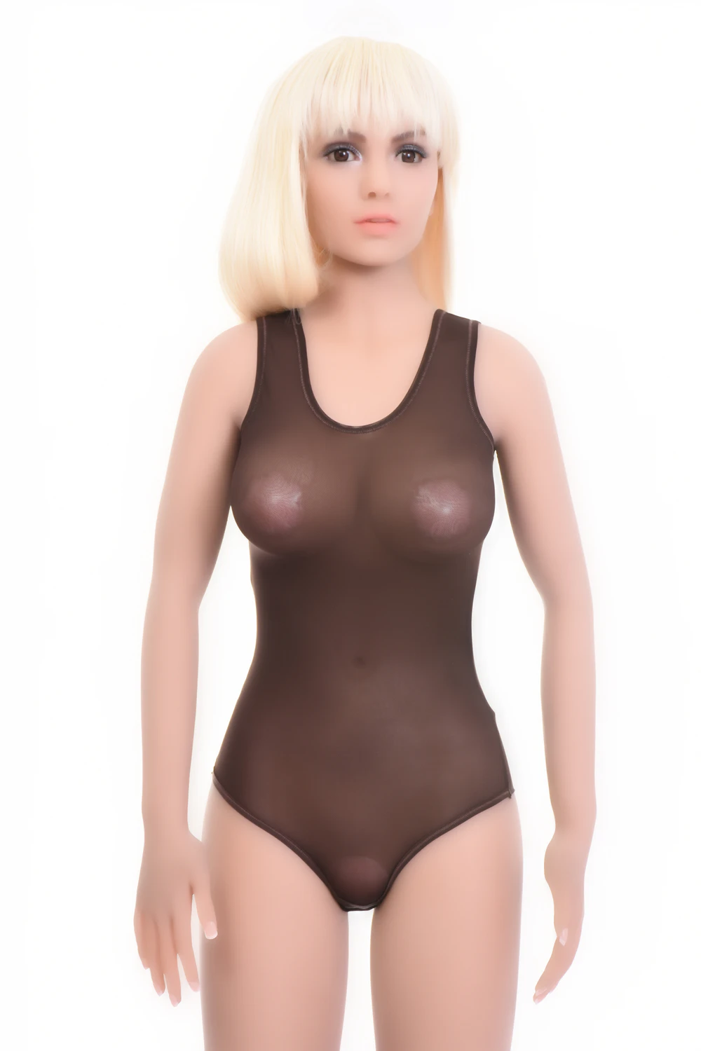 Fine mesh tank bodysuit with brazilian coverage, close and light for a smooth line under clothing.