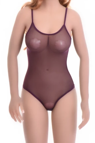 Fine sleeveless mesh tank bodysuit with thong cut, breathable and close for a clean line under clothing.
