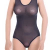 Fine sleeveless mesh tank bodysuit with thong back that sits close for a smooth line under clothing.