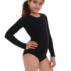 Long-sleeve cotton-blend bodysuit for girls with a round neckline, breathable and kind to the skin.