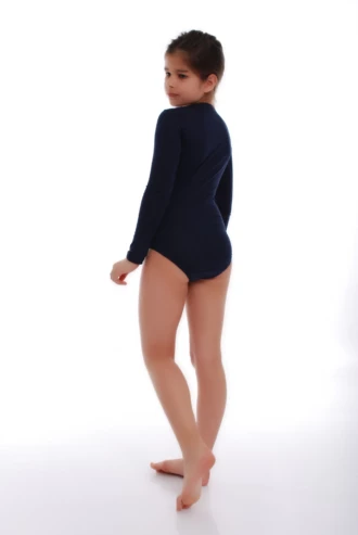 Girls' cotton bodysuit in a soft cotton blend with long sleeves, a hard-wearing everyday school layer.