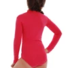 Girls' long-sleeve cotton bodysuit with mock neck, breathable and gentle for everyday school wear.