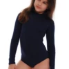 Girls' cotton-blend bodysuit by Tiara Galiano with mock neck and long sleeves, a hard-wearing school layer.