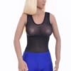 Lightweight mesh bodysuit with brazilian back, a touch more coverage than a thong, close to the body.