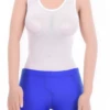 Lightweight mesh bodysuit with scoop neck and hook-and-eye fastening, an easy everyday base layer.