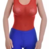 Lightweight mesh bodysuit with wide straps and thong back for a touch more shoulder support.