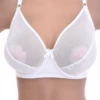 Lightweight see-through mesh bra with soft unpadded cups that keep a natural shape, with adjustable straps.