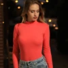 Long-sleeve cotton-blend bodysuit with bikini coverage, breathable and close for a smooth line.