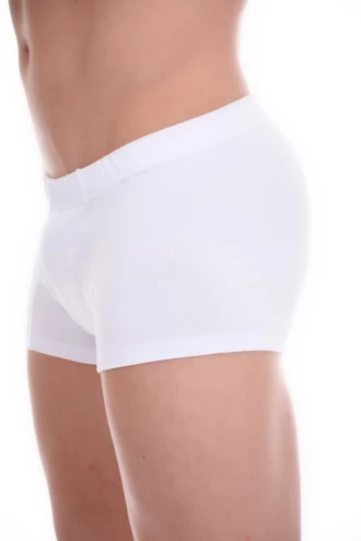 Cotton-blend men's boxer briefs offering everyday support with the longer leg of a boxer.