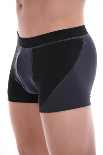 Soft cotton-blend men's boxer briefs that keep their shape and softness through repeated washing.