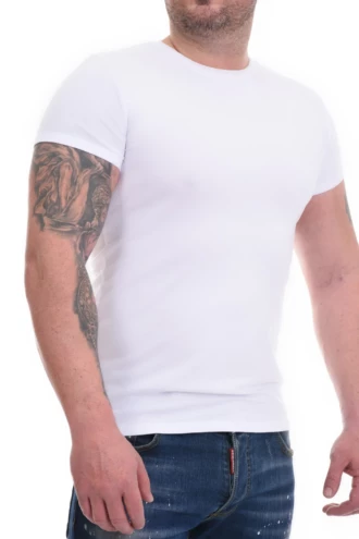 Soft cotton-blend crew-neck tee for men, breathable and gentle against the skin for all-day wear.