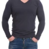 Comfortable cotton-blend long-sleeve top for men with gentle stretch and an easy V-neck.