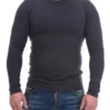 Comfortable cotton-blend long-sleeve top for men with gentle stretch and a full round neckline.